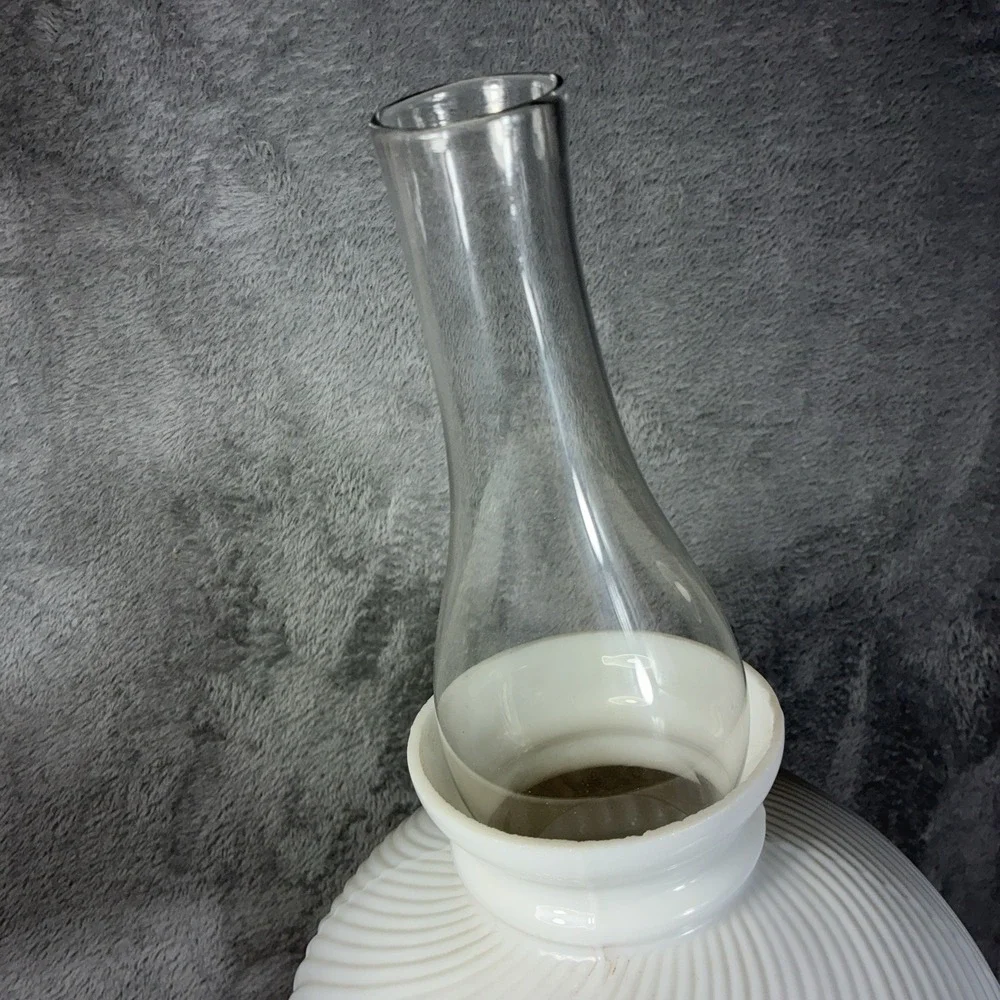 Vintage Brass Rayo Electrified Oil Lamp-Glass Chimney & White Milk Glass Shade